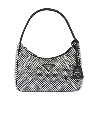 Prada Satin Mini-bag With Crystals In White