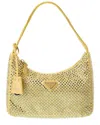 Prada Re-edition 2000 Crystals Satin Mini Bag In Gold