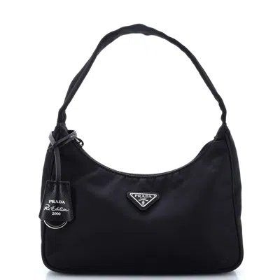 Prada Womens Black Re-edition 2000 Recycled Nylon Shoulder Bag In Black