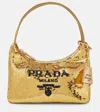 Prada Re-edition 2000 Mini Shoulder Bag In Platino+nero