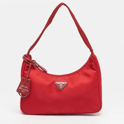 Pre-owned Prada Re-edition 2000 Red Nylon Shoulder Bag