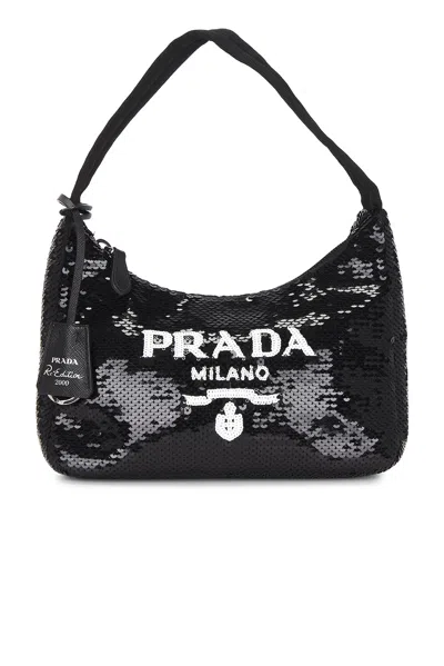 Pre-owned Prada Re-edition 2000 Sequined Re-nylon Mini Shoulder Bag