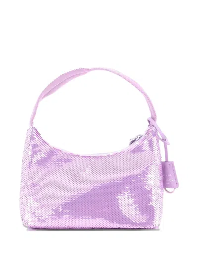 Pre-owned Prada Re-edition 2000 Sequins Mini Hobo Bag In Purple
