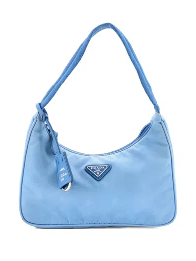 Pre-owned Prada Re-edition 2000 Tessuto Mini Hobo Bag In Blue