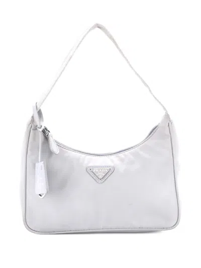 Pre-owned Prada Re-edition 2000 Tessuto Mini Hobo Bag In Gray