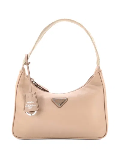 Pre-owned Prada Re-edition 2000 Tessuto Mini Hobo Bag In Neutral