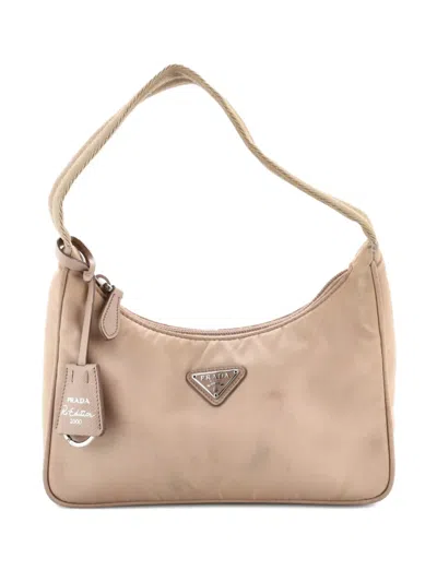 Pre-owned Prada Re-edition 2000 Tessuto Mini Hobo Bag In Neutral