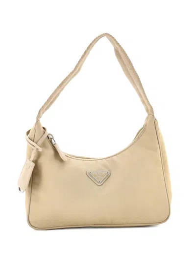 Pre-owned Prada Re-edition 2000 Tessuto Mini Hobo Bag In Neutral