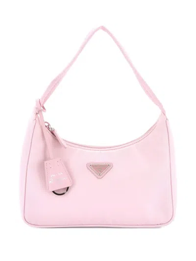 Pre-owned Prada Re-edition 2000 Tessuto Mini Hobo Bag In Pink