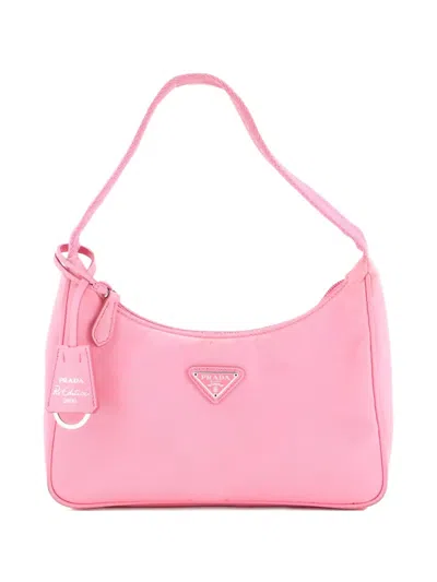 Pre-owned Prada Re-edition 2000 Tessuto Mini Hobo Bag In Pink