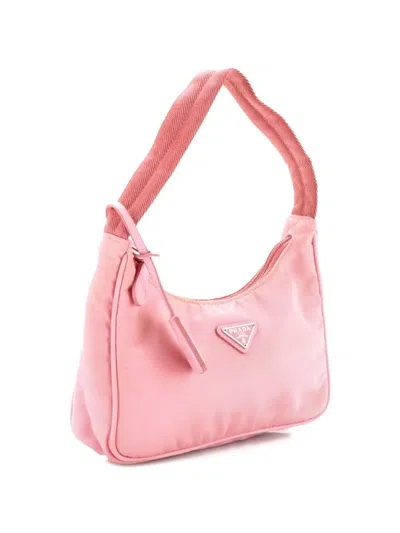 Pre-owned Prada Re-edition 2000 Tessuto Mini Hobo Bag In Pink