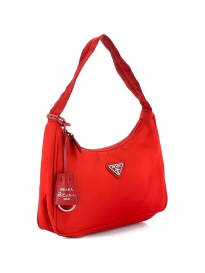 Pre-owned Prada Re-edition 2000 Tessuto Mini Hobo Bag In Red
