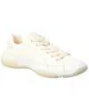 Prada Leather Sneakers Crafted Geometric Stitching In White