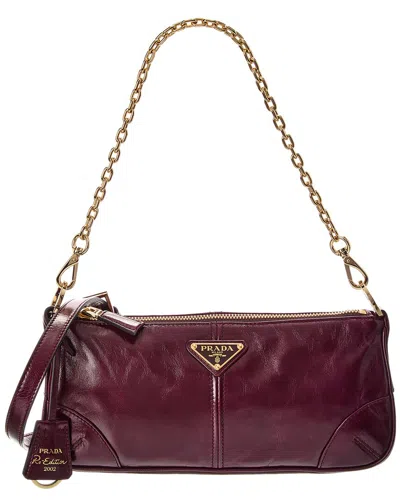 Prada Re-edition 2002 Medium Leather Shoulder Bag In Red