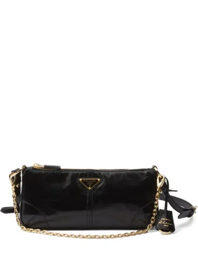 Prada Re-edition 2002 Medium Shiny Finish Leather Shoulder Bag