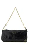 Prada Re-edition 2002 Medium Shiny Finish Leather Shoulder Bags In Black