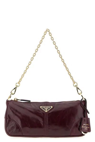 Prada ' Re-edition 2002' Medium Shoulder Bag In Burgundy