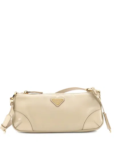 Pre-owned Prada Re-edition 2002 Re-nylon And Leather Shoulder Bag In Neutral