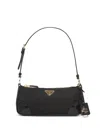 Prada Medium Re-nylon And Leather Shoulder Bag In Black