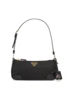 Prada Re-edition 2005 Enamel Logo Triangle Shoulder Bag In Black