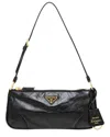 Prada Re-edition 2002 Logo-badge Small Leather Shoulder Bag In Black