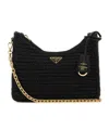 Prada Small Crochet Raffia Shoulder Bag In Black