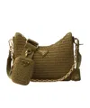 Prada Re-edition 2005 Mini Crochet Shoulder Bag In Olive Green