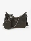 Prada 2005 Re-edition Leather Crossbody Bag In Black