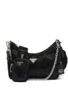 Prada Re-edition 2005 Crystal-embellished Shoulder Bag In Black