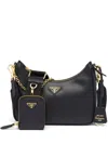 Prada Curved Black Bag With Gold Chain Strap And Logo Plaque