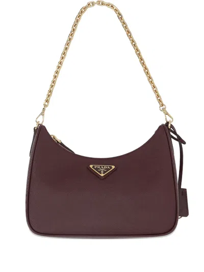 Prada Re-edition 2005 Leather Shoulder Bag In Brown