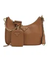 Prada Re-edition 2005 Leather Shoulder Bag In Brown