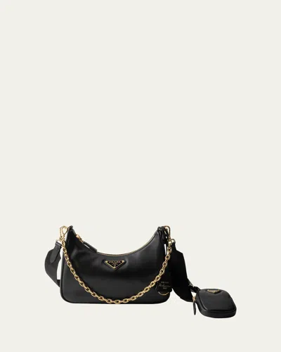 Prada Re-edition 2005 Leather Shoulder Bag In F0002 Nero