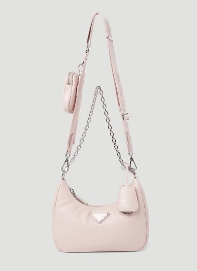 Prada Re-edition 2005 Leather Shoulder Bag In Pink