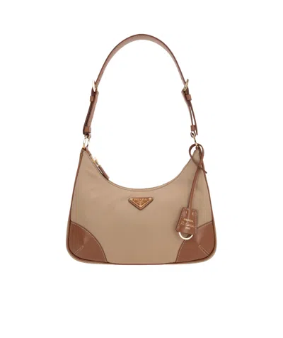 Prada Re-edition 2005 Logo-appliqué Shoulder Bag In Brown