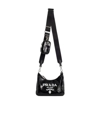 Prada Re-edition 2005 Logo Three-in-one Shoulder Bag In Black