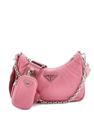 Pre-owned Prada Re-edition 2005 Nappa Leather Small Shoulder Bag In Pink