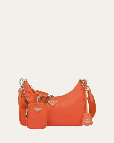 Prada Re-edition 2005 Nylon Shoulder Bag In Orange