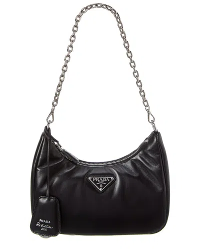 Prada Re-edition 2005 Padded Leather Shoulder Bag In Black