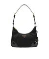 Prada Nylon Edition 2002 Bag With Leather Handle And Logo Accessory In Black