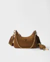 Prada Re-edition 2005 Re-nylon And Saffiano Leather Bag With Charm In Brandy