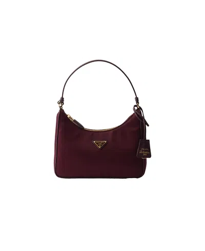 Prada Re-edition 2005 Re-nylon And Saffiano Mini Bag In Burgundy