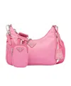 Prada Womens Pink Re-nylon 2005 Recycled-nylon Shoulder Bag In Begonia Powder