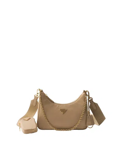 Prada Re-edition 2005 Re-nylon Bag With Saffiano Mini Bag In Brown
