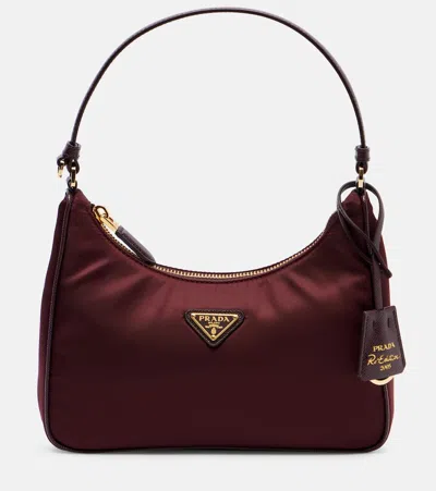 Prada Re-edition 2005 Re-nylon Shoulder Bag In Burgundy