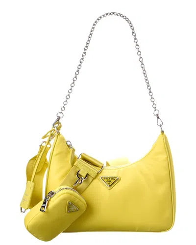 Prada Re-edition 2005 Re-nylon Shoulder Bag In Yellow