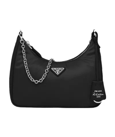 Prada Re-edition 2005 Recycled Nylon Three-in-one Handbag In Black