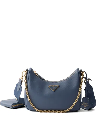 Prada Re-edition 2005 Saffiano Leather Bag In Blue