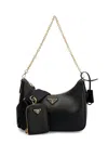 Prada 2005 Re-edition Saffiano Leather Shoulder Bag In Black
