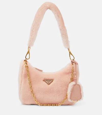 Prada Re-edition 2005 Shearling Shoulder Bag In Orchidea